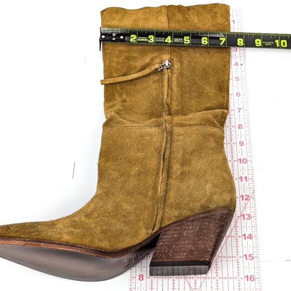 Golo Wmn West Western Cowboy Distressed Brandy Vintage Suede Boots size 10 - Picture 8 of 8